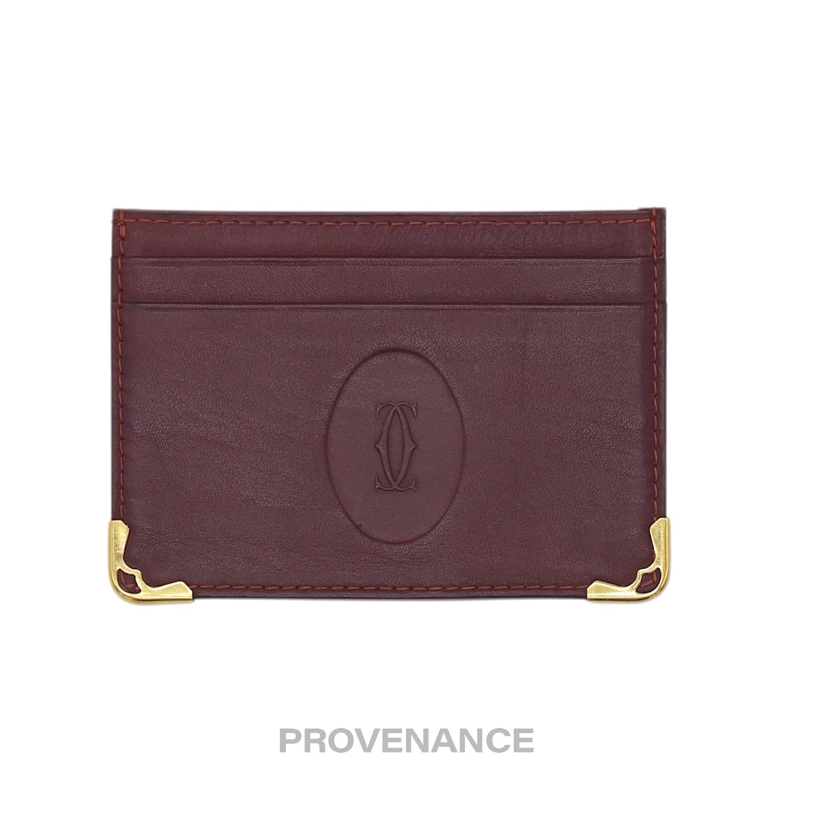 Cartier Card Holder Wallet  Burgundy Red Leather